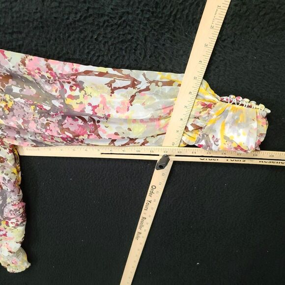 H&M Womens Blouse Multi-Color Size 12 100% Polyester Long Sleeve Buttons Pullon - Picture 5 of 12